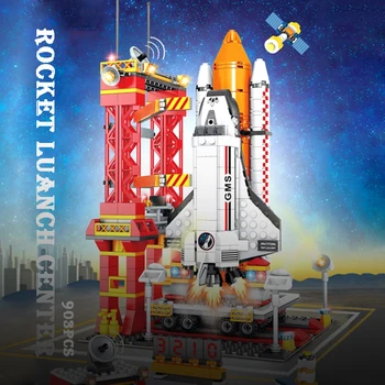 Şehir Uzay Yapı Taşları Roket Fırlatma Merkezi Tuğla Seti MOC Uyumlu tuğla oyuncaklar Erkek Kız Çocuklar İçin Hediye