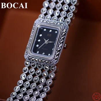 BOCAI S925 Ayar Gümüş Bilezik Kadınlar için 2022 Moda Saf Argentum Takı Zarif Tay Gümüş Kordonlu Saat El Zinciri